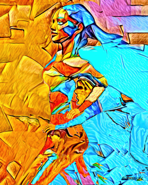 Mankind Leads the Charge Into AI II . Digital Painting. 40 x 50cm. Print. ©2024 Keith Edwards