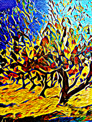 Olive Grove III, Vlore, Albania. Photography & Digital Painting. 40 x 50 cm. Print. ©2024 Keith Edwards
